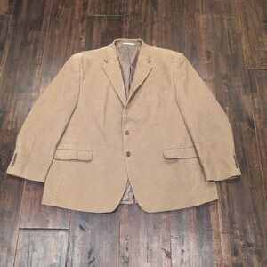 CHAPS Mens Corduroy Paisley Lined Blazer Tan Button Sport Coat Jacket Size 50R